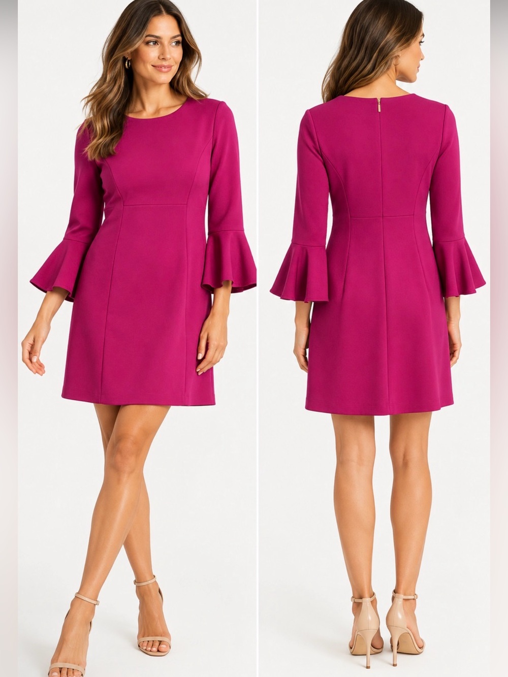 NEW Trina Turk Magenta Pink Bell Sleeve  Dress